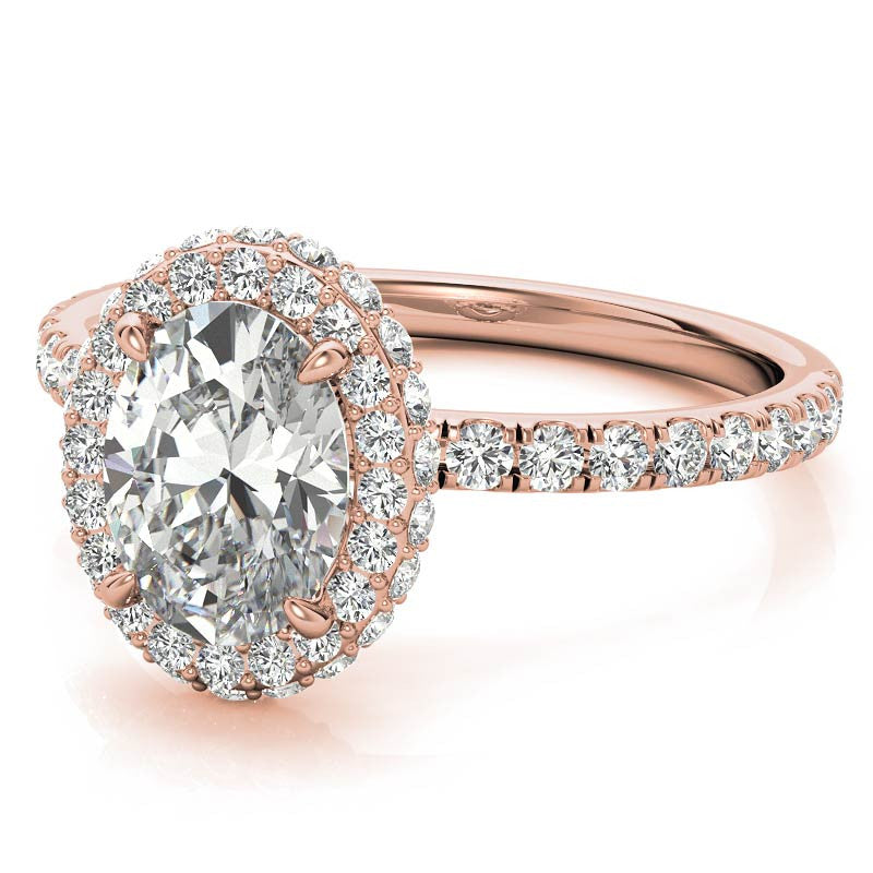 Oval Halo Petite Collar Moissanite Engagement Ring