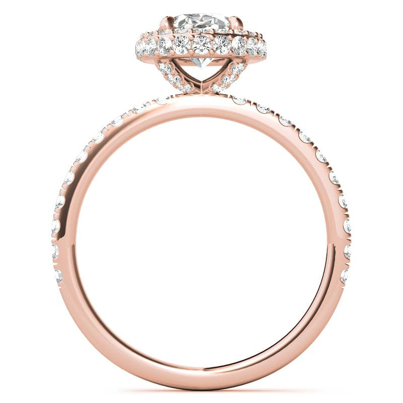 Oval Halo Petite Collar Moissanite Engagement Ring