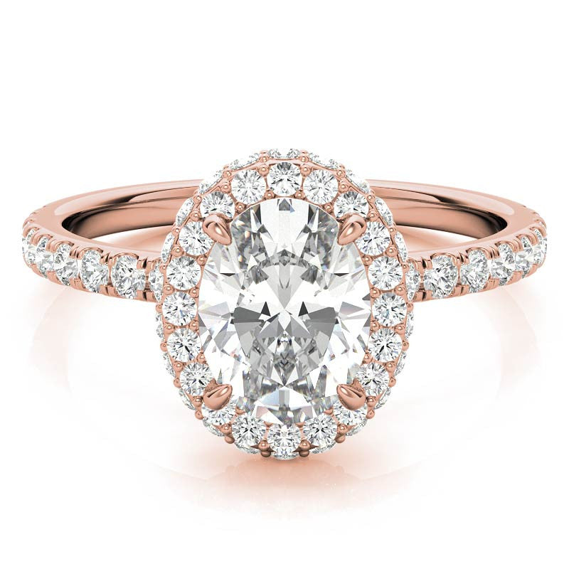 Oval Halo Petite Collar Moissanite Engagement Ring