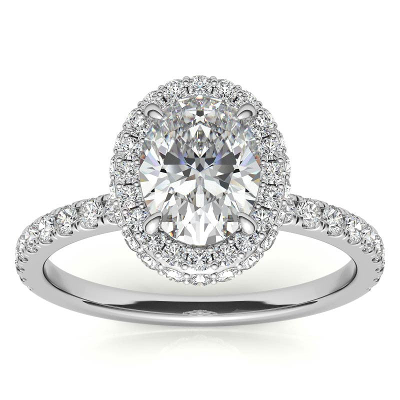 Oval Halo Petite Collar Moissanite Engagement Ring