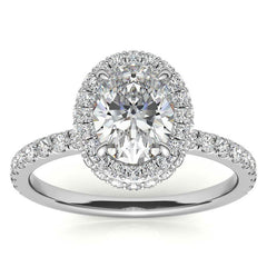 Oval Halo Petite Collar Moissanite Engagement Ring