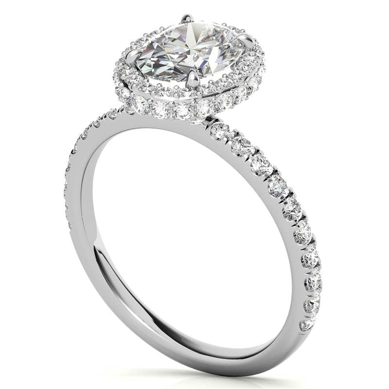 Oval Halo Petite Collar Moissanite Engagement Ring