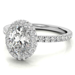 Oval Halo Petite Collar Moissanite Engagement Ring