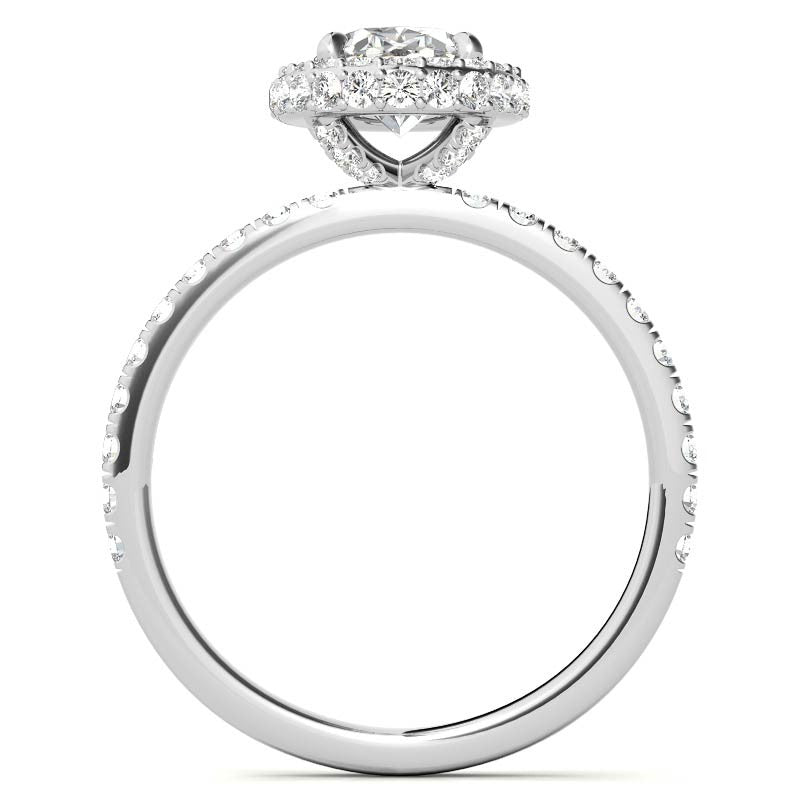 Oval Halo Petite Collar Moissanite Engagement Ring
