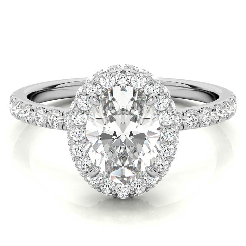 Oval Halo Petite Collar Moissanite Engagement Ring