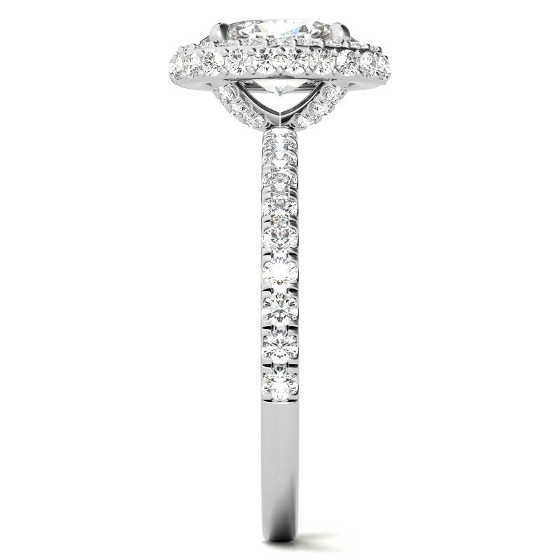 Oval Halo Petite Collar Moissanite Engagement Ring
