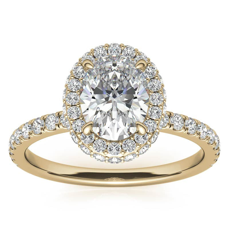 Oval Halo Petite Collar Moissanite Engagement Ring