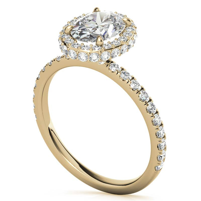 Oval Halo Petite Collar Moissanite Engagement Ring