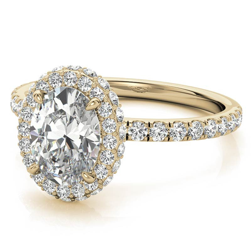 Oval Halo Petite Collar Moissanite Engagement Ring