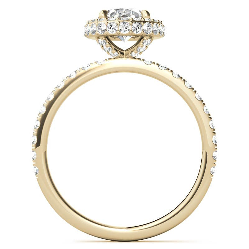 Oval Halo Petite Collar Moissanite Engagement Ring