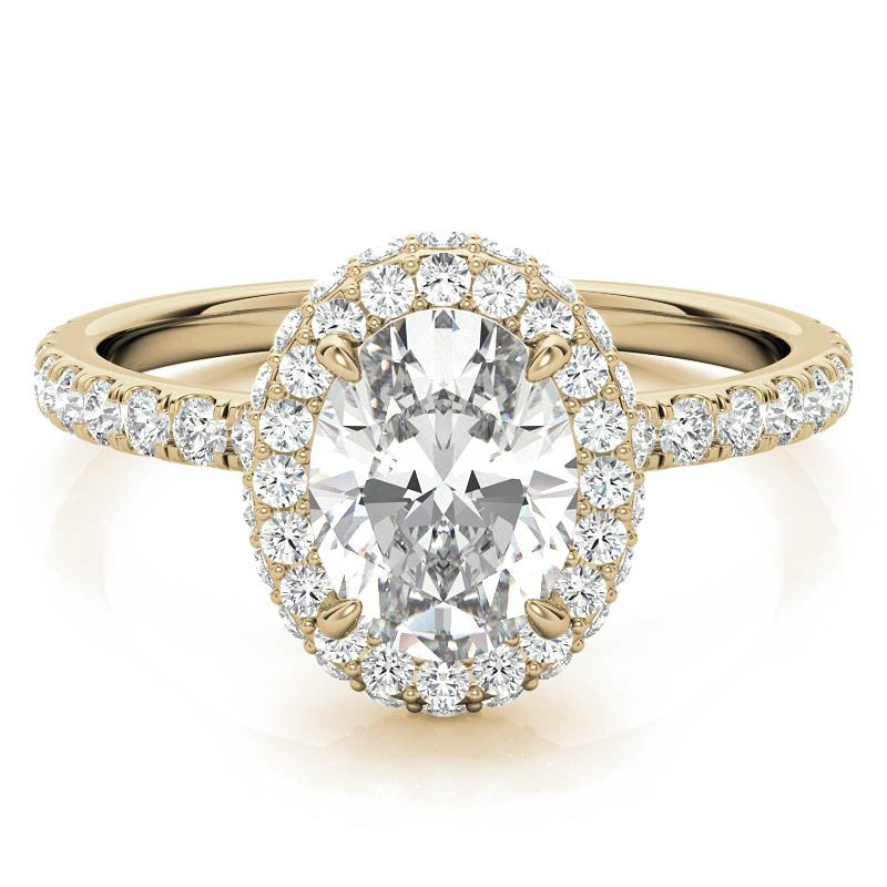 Oval Halo Petite Collar Moissanite Engagement Ring