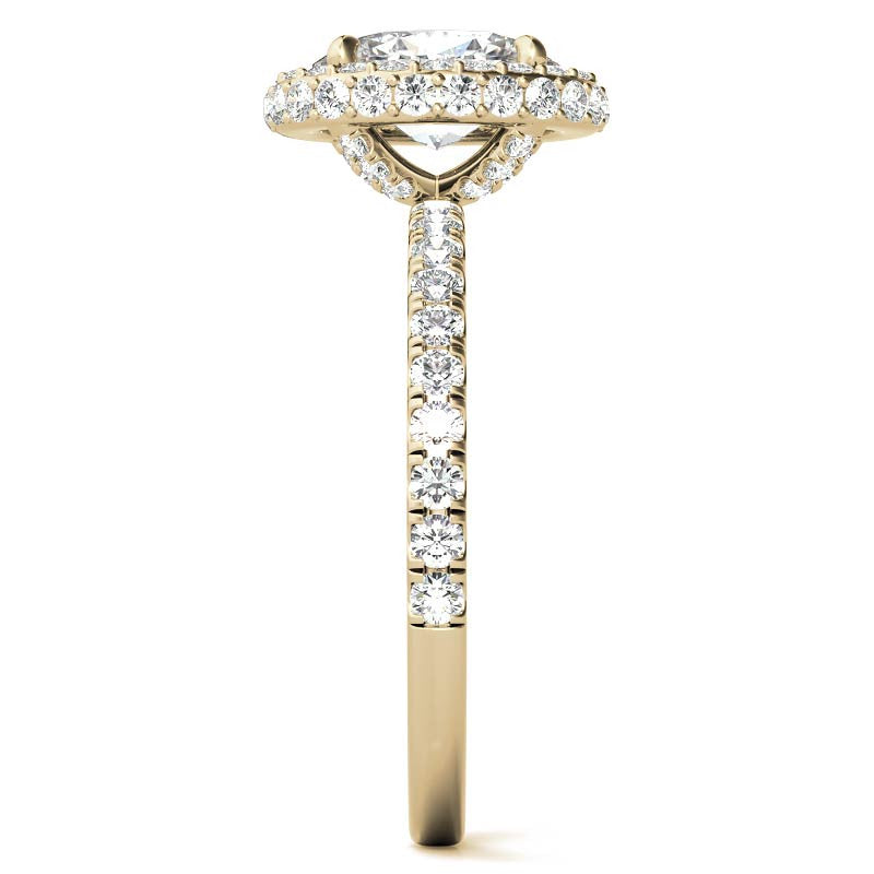 Oval Halo Petite Collar Moissanite Engagement Ring