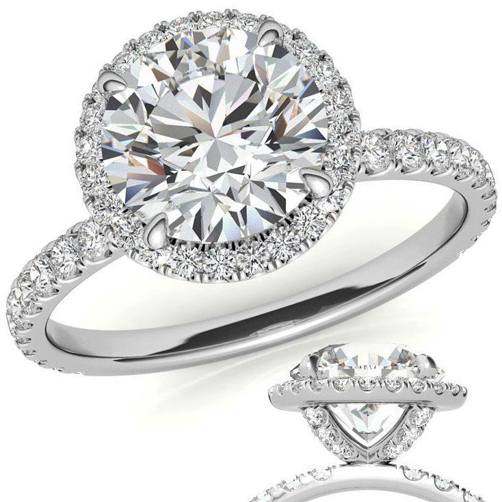 Petite Round Moissanite Halo Engagement Ring