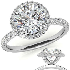 Petite Round Moissanite Halo Engagement Ring
