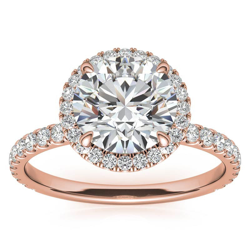 Petite Round Moissanite Halo Engagement Ring