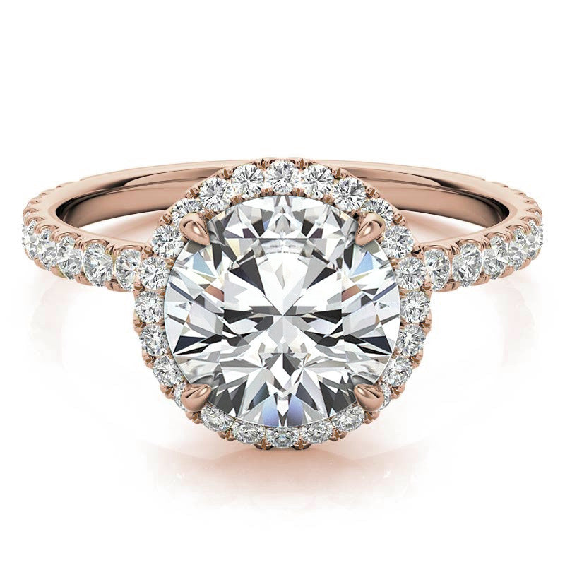 Petite Round Moissanite Halo Engagement Ring
