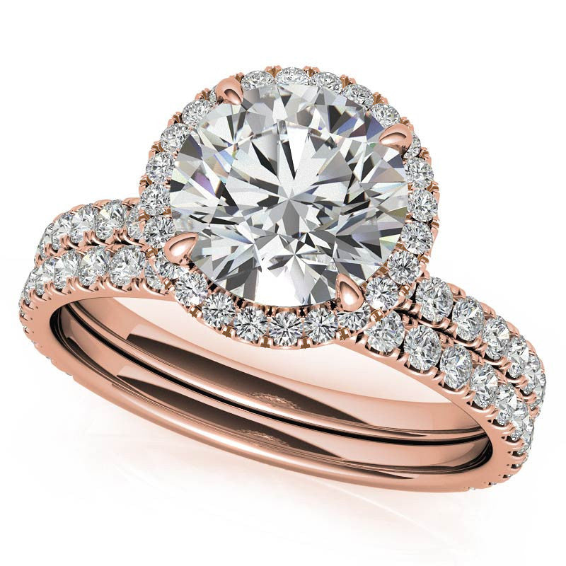Petite Round Moissanite Halo Engagement Ring