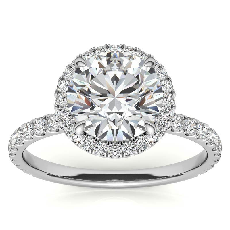 Petite Round Moissanite Halo Engagement Ring