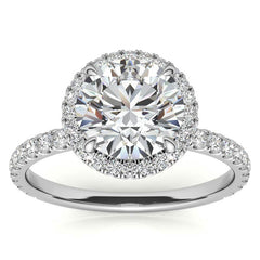 Petite Round Moissanite Halo Engagement Ring