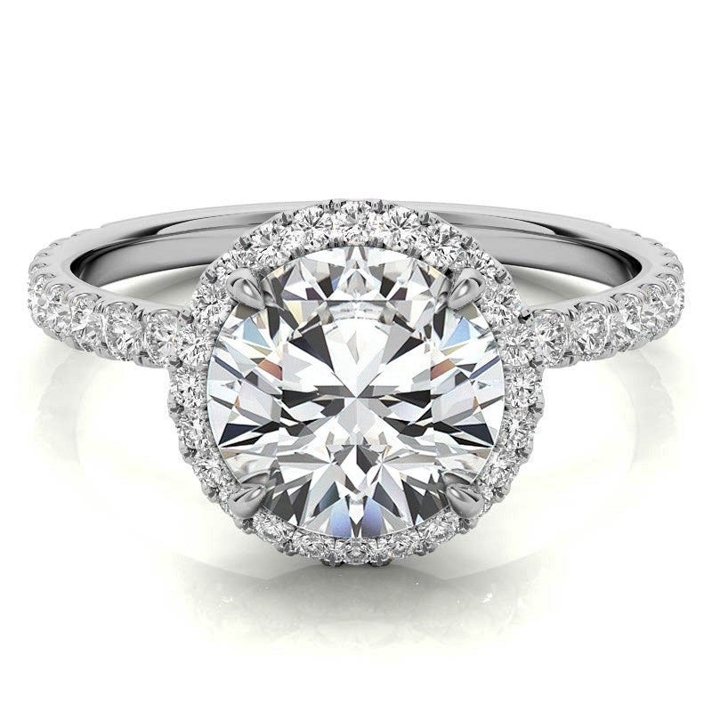 Petite Round Moissanite Halo Engagement Ring