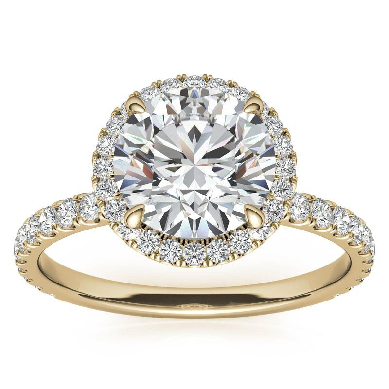 Petite Round Moissanite Halo Engagement Ring