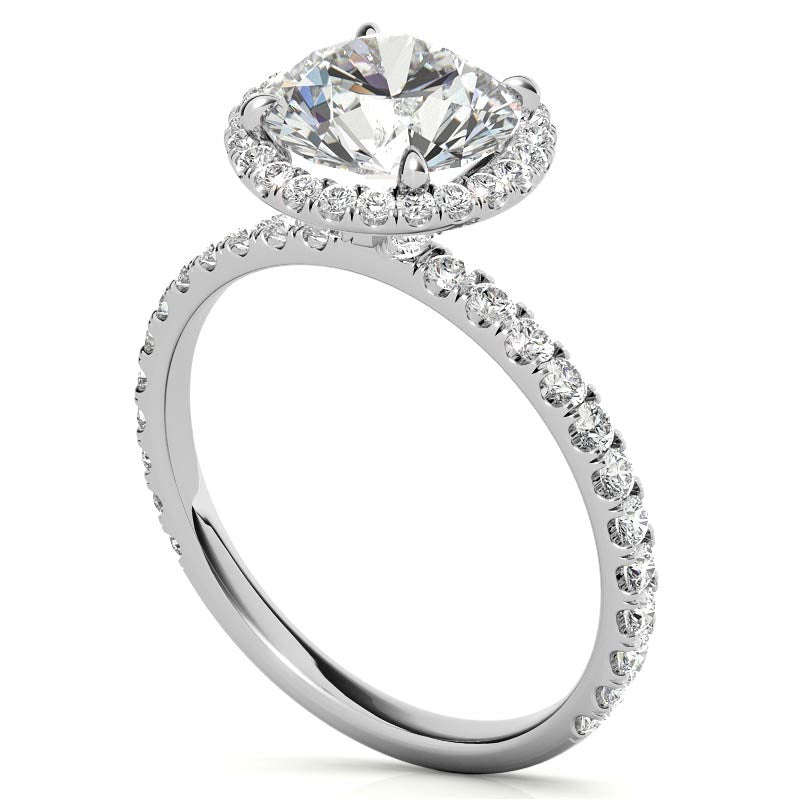 Petite Round Moissanite Halo Engagement Ring
