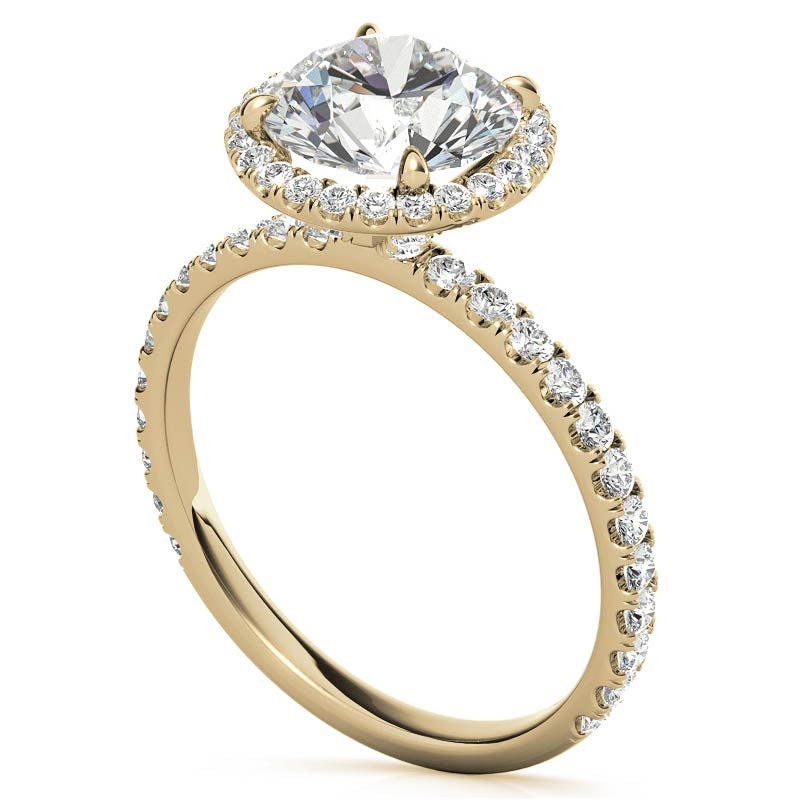 Petite Round Moissanite Halo Engagement Ring