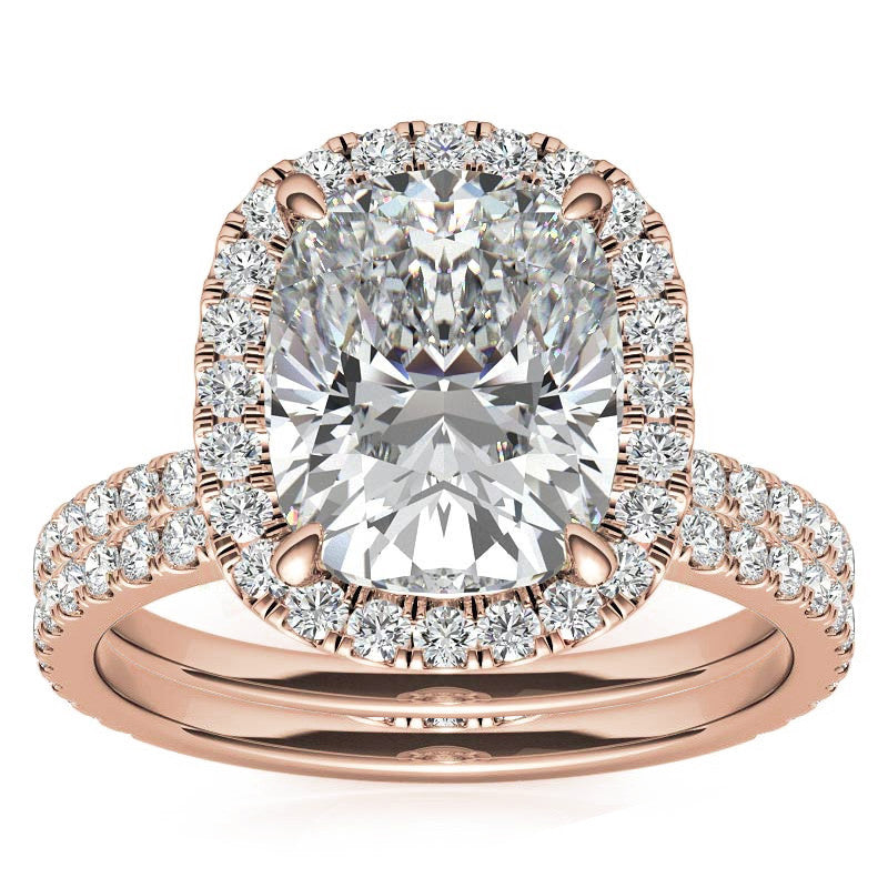Rectangular Cushion Moissanite Halo Engagement Ring