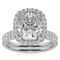 Rectangular Cushion Moissanite Halo Engagement Ring