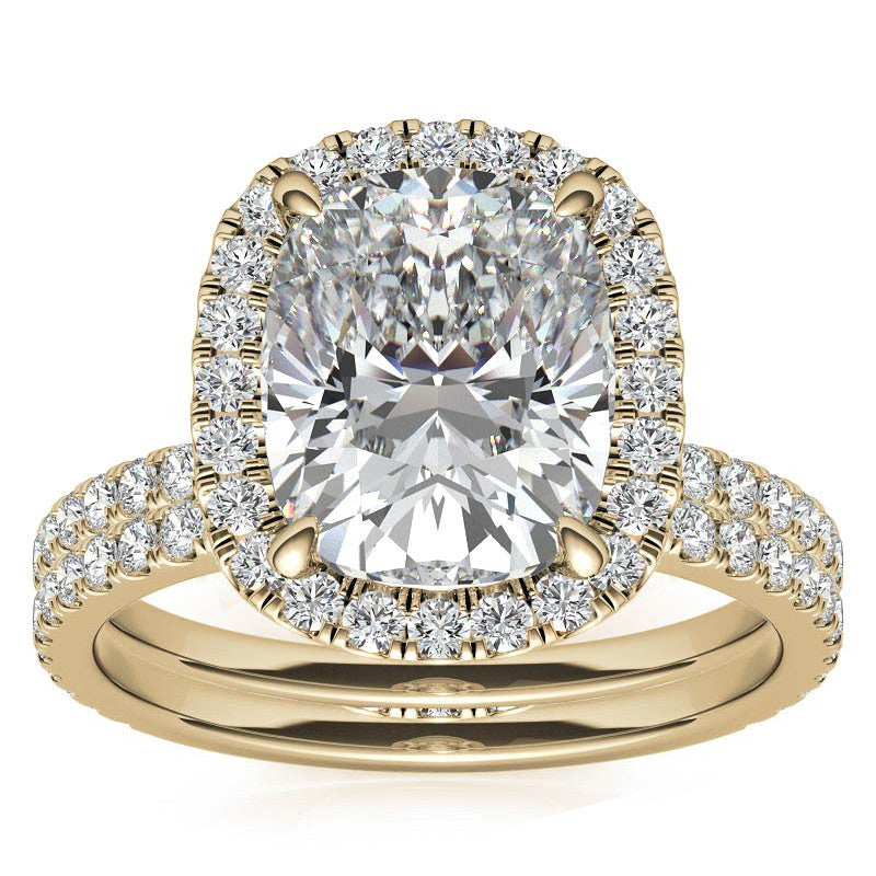 Rectangular Cushion Moissanite Halo Engagement Ring