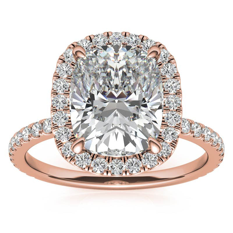 Rectangular Cushion Moissanite Halo Engagement Ring