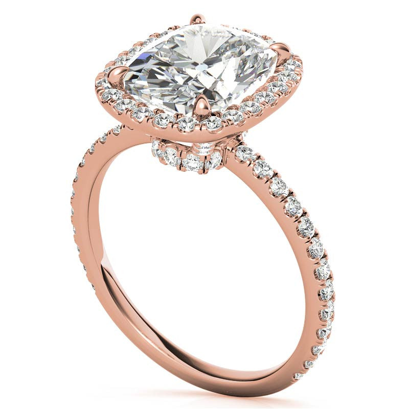 Rectangular Cushion Moissanite Halo Engagement Ring