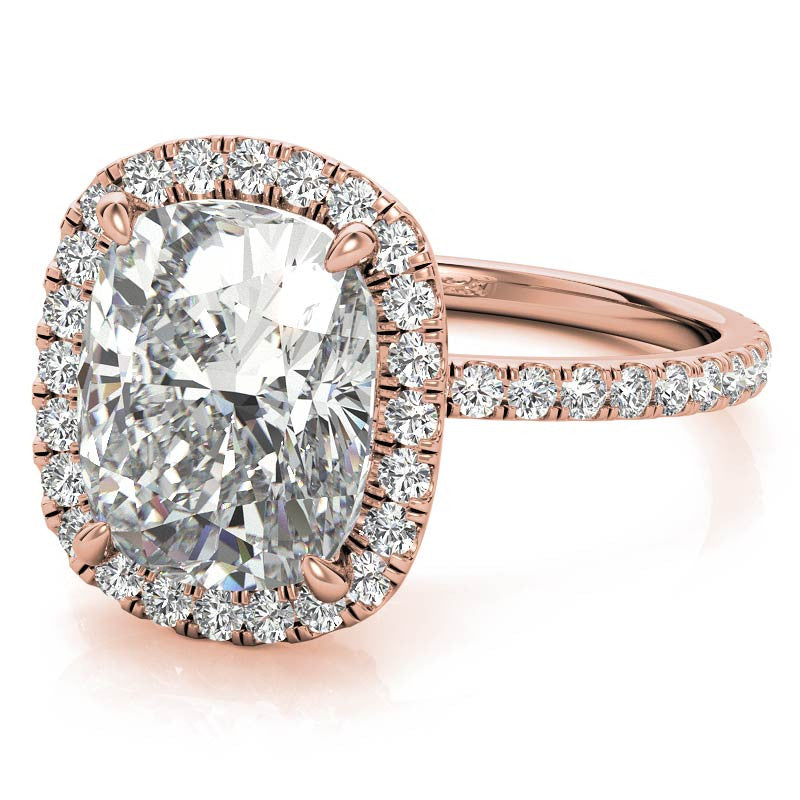 Rectangular Cushion Moissanite Halo Engagement Ring