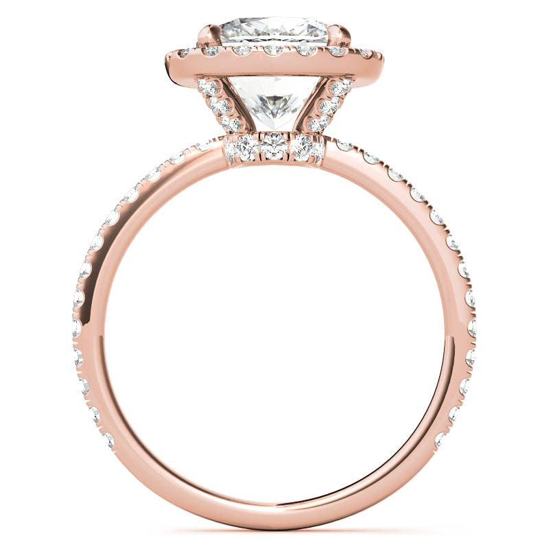 Rectangular Cushion Moissanite Halo Engagement Ring
