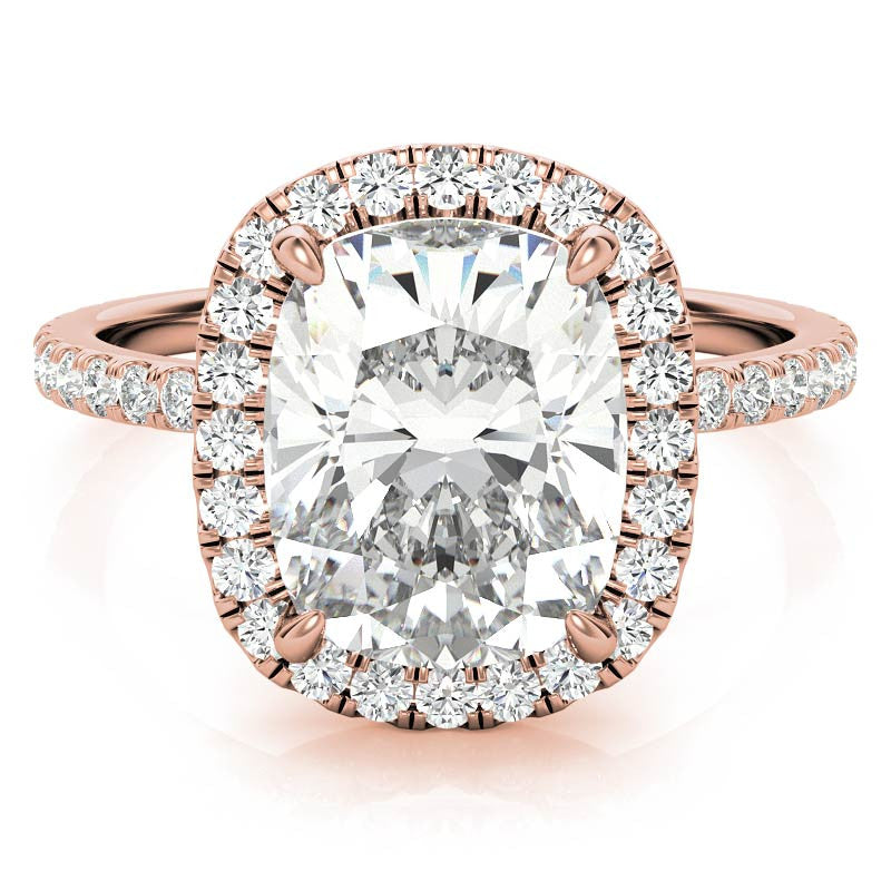 Rectangular Cushion Moissanite Halo Engagement Ring