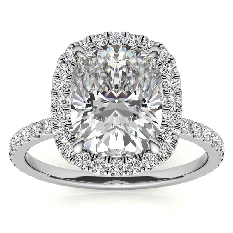 Rectangular Cushion Moissanite Halo Engagement Ring