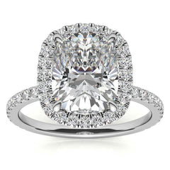 Rectangular Cushion Moissanite Halo Engagement Ring
