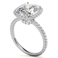 Rectangular Cushion Moissanite Halo Engagement Ring