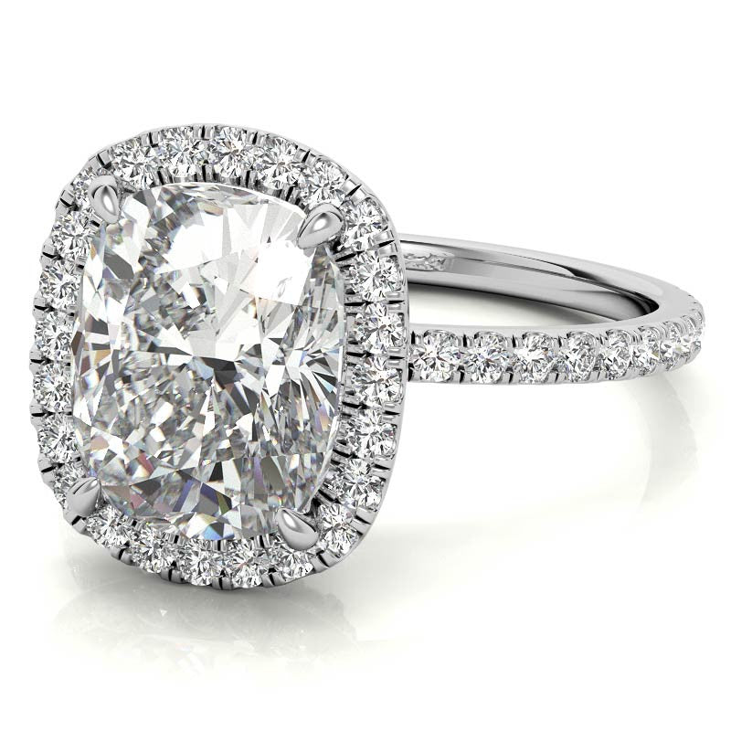 Rectangular Cushion Moissanite Halo Engagement Ring
