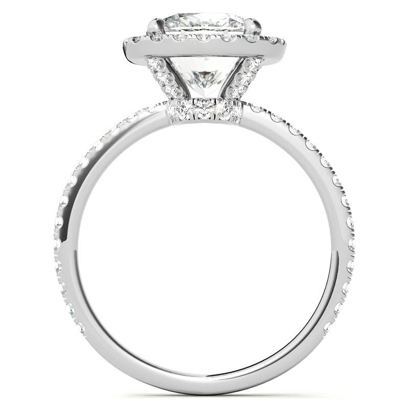 Rectangular Cushion Moissanite Halo Engagement Ring