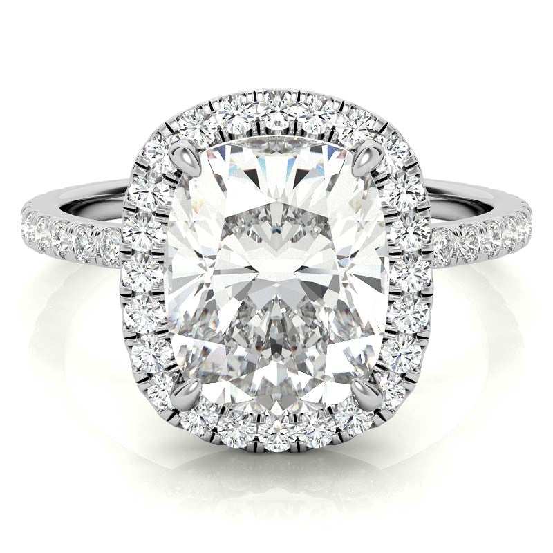Rectangular Cushion Moissanite Halo Engagement Ring
