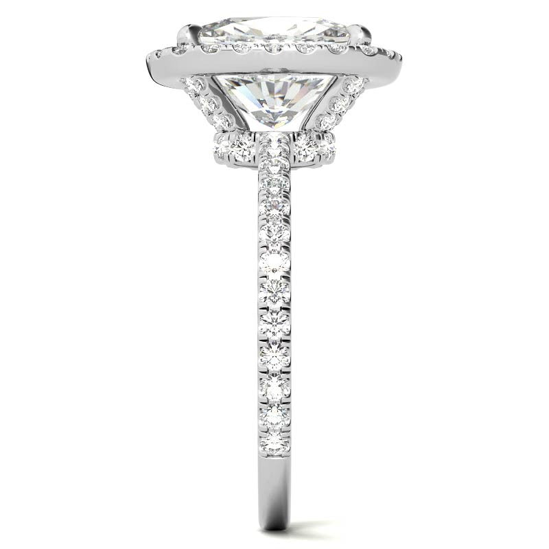 Rectangular Cushion Moissanite Halo Engagement Ring