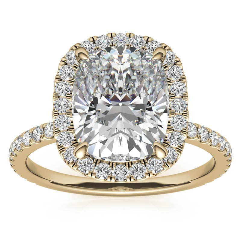 Rectangular Cushion Moissanite Halo Engagement Ring