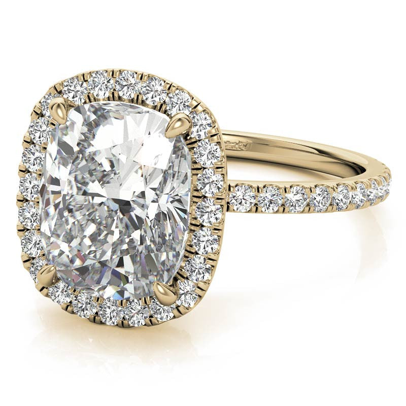 Rectangular Cushion Moissanite Halo Engagement Ring