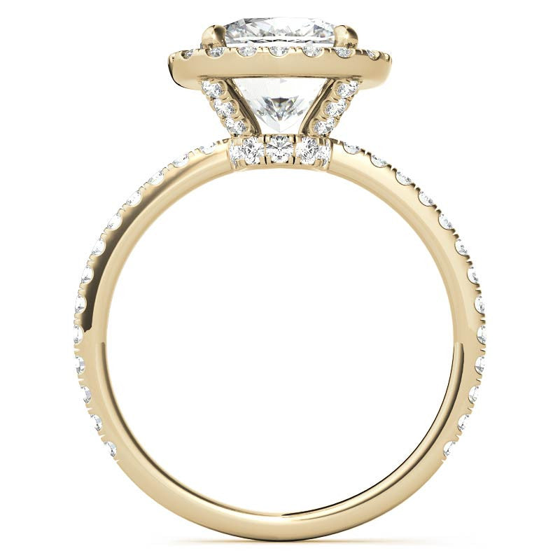 Rectangular Cushion Moissanite Halo Engagement Ring