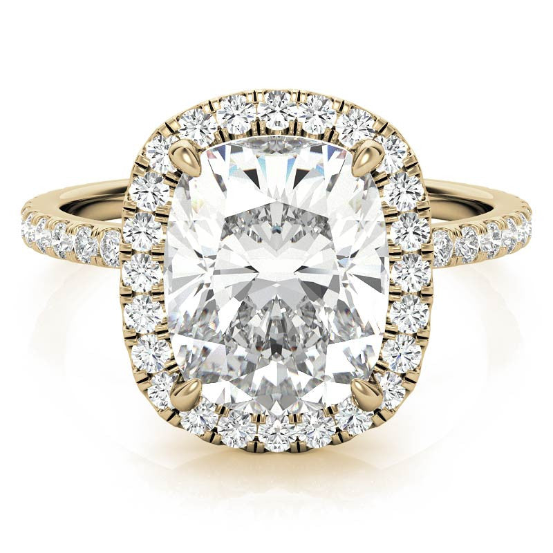Rectangular Cushion Moissanite Halo Engagement Ring