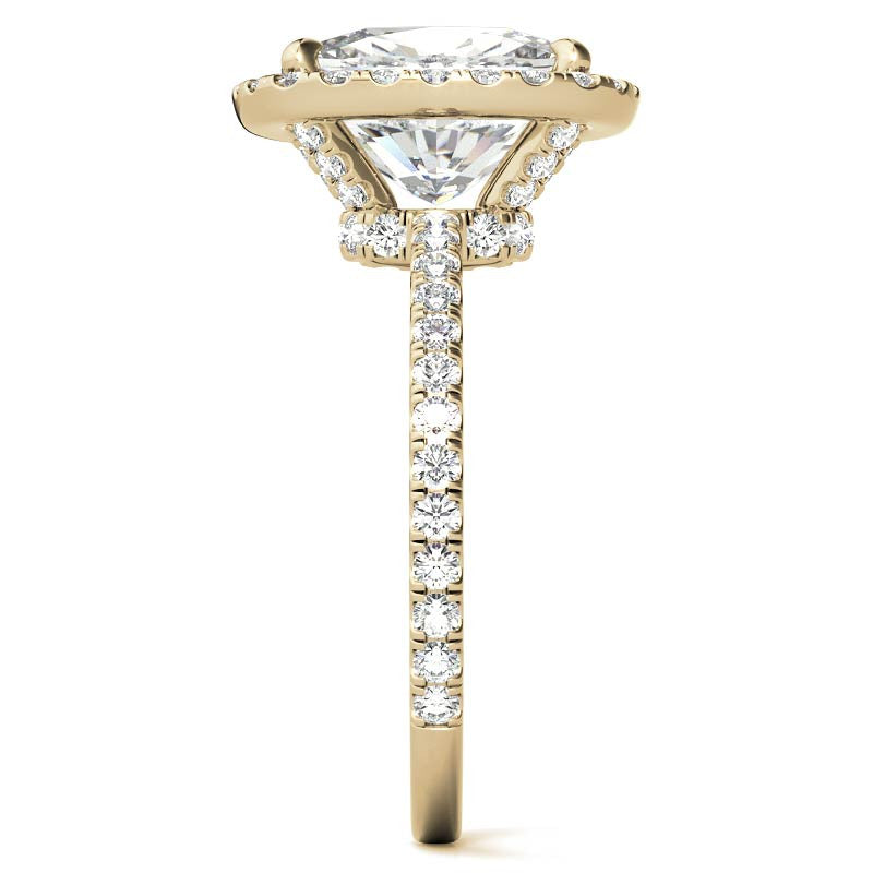 Rectangular Cushion Moissanite Halo Engagement Ring