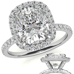 Rectangular Cushion Moissanite Halo Engagement Ring