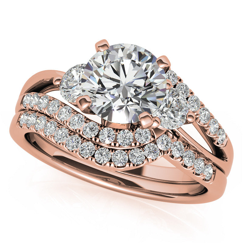 Round Brilliant Moissanite Split Shank Bypass Engagement Ring