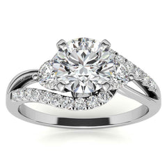 Round Brilliant Moissanite Split Shank Bypass Engagement Ring